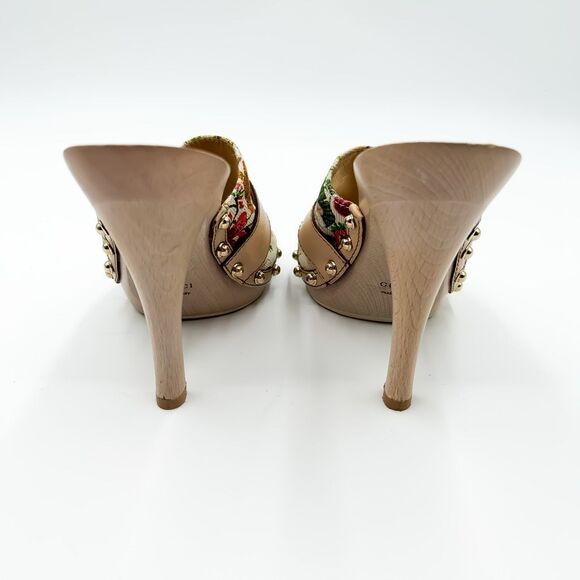Gucci Horsebit Platform Floral Mules Sandals Heels Size 38, 8 - Picture 5 of 12